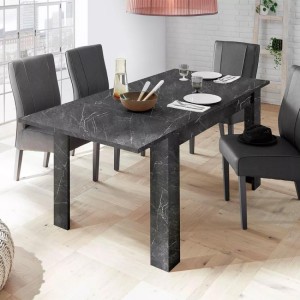 Table extensible, collection COLOMARMO, coloris noir effet marbre, idéal pour une salle à manger moderne et tendance