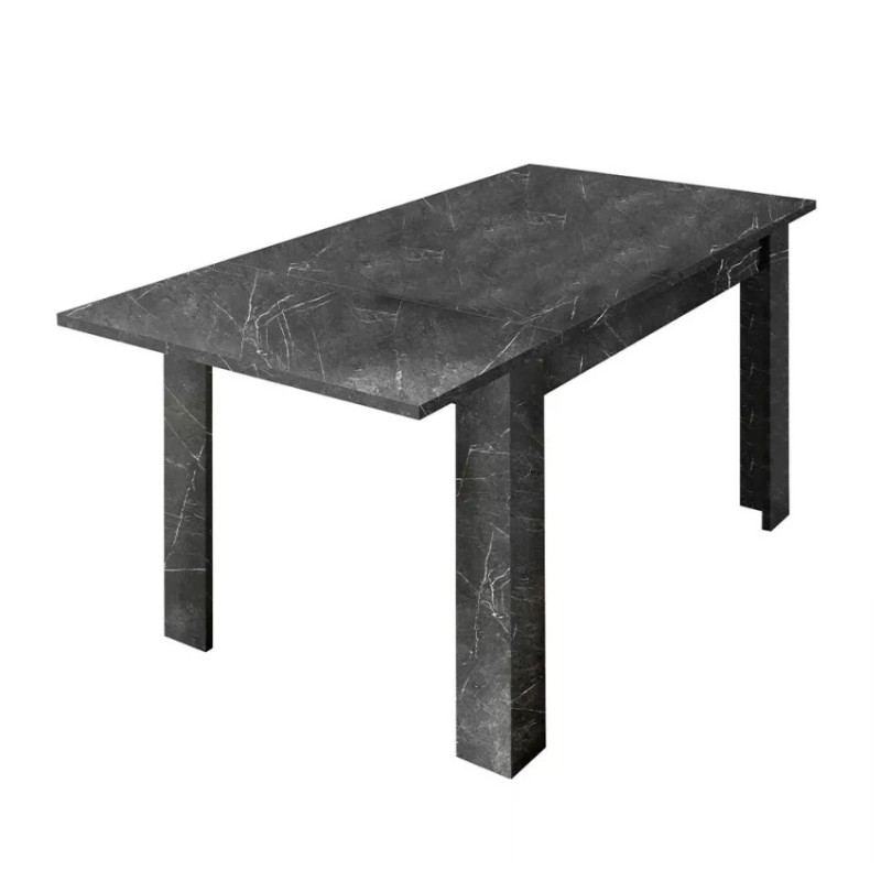 Table extensible, collection COLOMARMO, coloris noir effet marbre, idéal pour une salle à manger moderne et tendance
