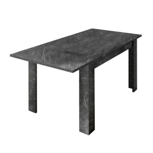 Table extensible, collection COLOMARMO, coloris noir effet marbre, idéal pour une salle à manger moderne et tendance