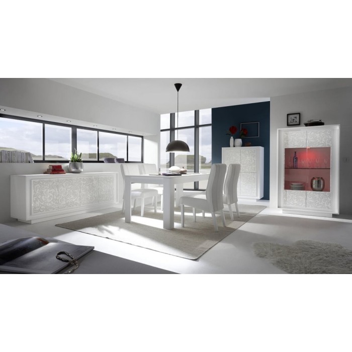 Table 180x90, Collection FALL, couleur blanc laqué mat