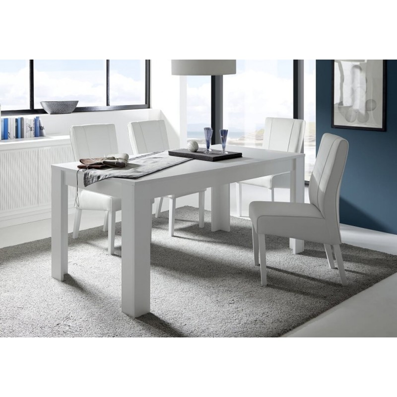Table 180x90, Collection FALL, couleur blanc laqué mat
