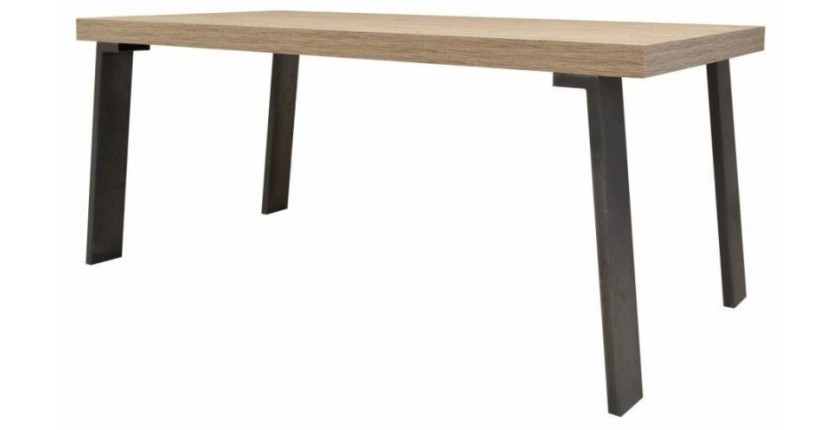Table 168x88cm avec pieds en métal, Collection SHOW, coloris chêne clair