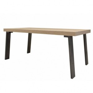 Table 168x88cm avec pieds en métal, Collection SHOW, coloris chêne clair