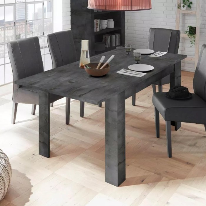 Table extensible Collection URBAN couleur gris foncé effet béton, dimensions 137x90cm