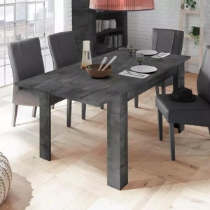 Table extensible Collection URBAN couleur gris foncé effet béton, dimensions 137x90cm