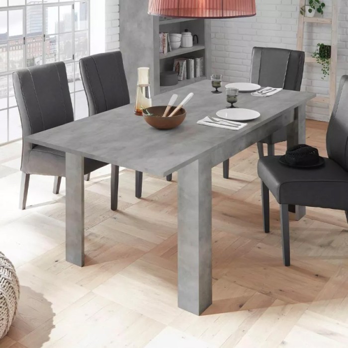 Table extensible Collection URBAN couleur béton, dimensions 137x90cm