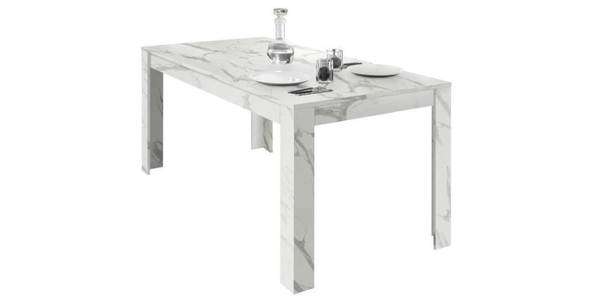 Table extensible, collection COLOMARMO, coloris blanc effet marbre, idéal pour une salle à manger moderne et tendance