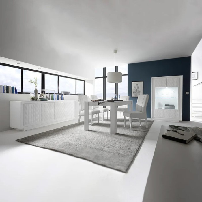 Table extensible 137x90, Collection FALL, couleur blanc laqué brillant