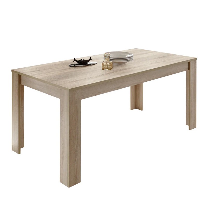 Table extensible jusqu'à 220x90, Collection ZEFIR, coloris chêne clair.