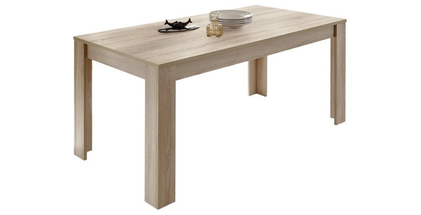 Table extensible jusqu'à 220x90, Collection ZEFIR, coloris chêne clair.