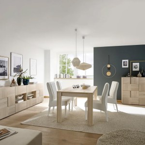 Table 137x90cm avec pieds en bois, Collection SHOW, coloris chêne sonoma