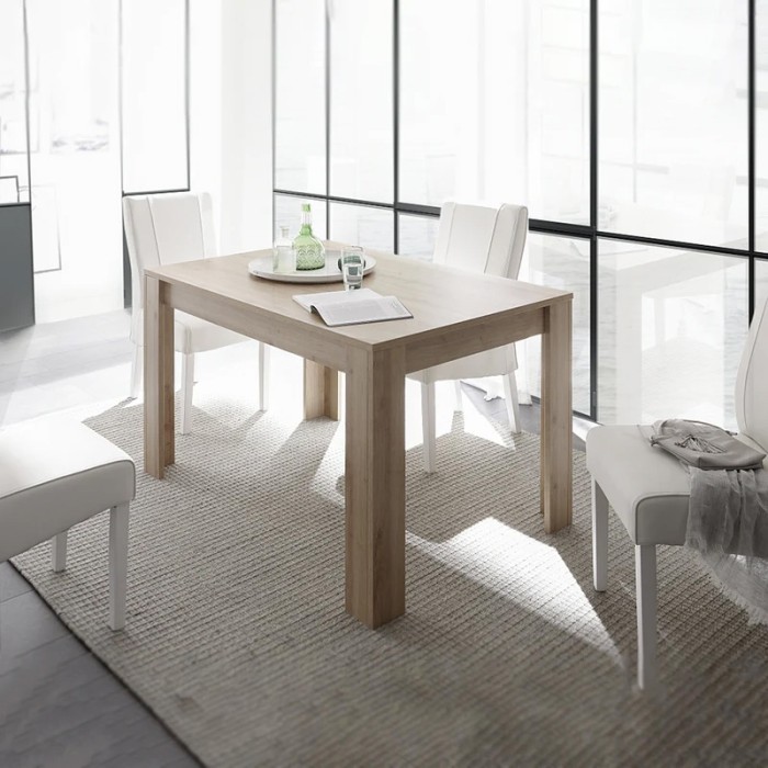 Table 137x90cm avec pieds en bois, Collection SHOW, coloris chêne sonoma