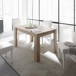 Table 137x90cm avec pieds en bois, Collection SHOW, coloris chêne sonoma
