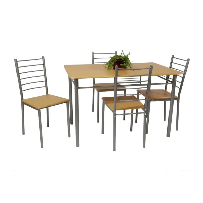 TABLE A MANGER AVEC CHAISES - 1 Table et 4 chaises pour votre salle à manger ou votre cuisine, ANKARA coloris wengé et gris