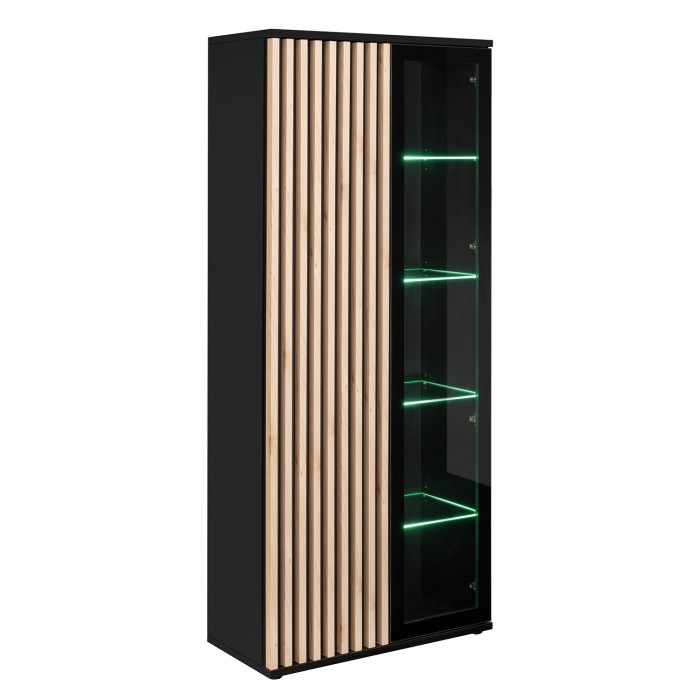 Vitrine haute design collection DEAN – 2 portes avec éclairage LED intégré