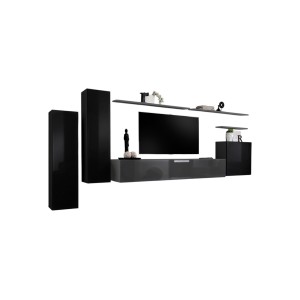 Ensemble de meubles de salon collection SWITCH I design, coloris noir et gris brillant.