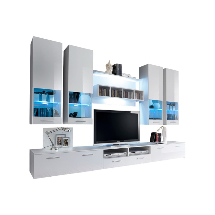 Composition de meubles TV design collection SAGA. Coloris blanc