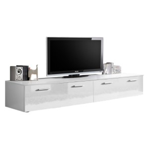 Meuble TV 200cm Collection COMET. Couleur blanc. 2 portes abattantes.