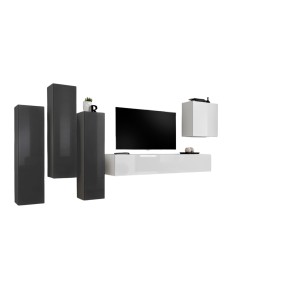 Ensemble de meubles de salon design collection SWITCH III. Coloris gris et blanc brillant.