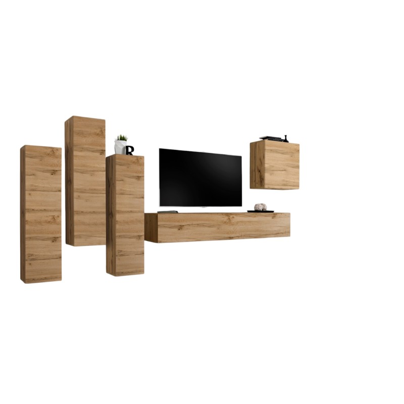 Ensemble de meubles de salon design collection SWITCH III. Coloris chêne Wotan.