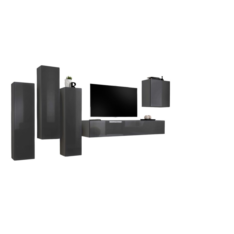 Ensemble de meubles de salon design collection SWITCH III. Coloris gris brillant.