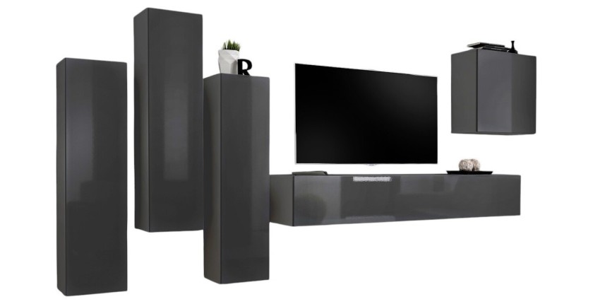 Ensemble de meubles de salon design collection SWITCH III. Coloris gris brillant.