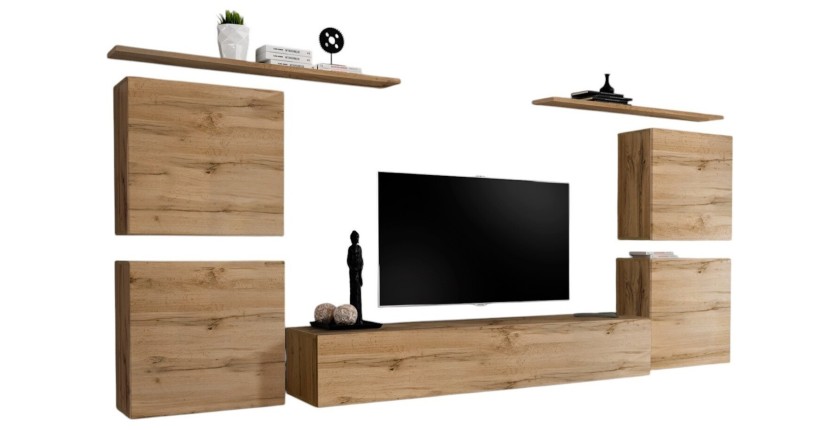 Ensemble meuble salon SWITCH IV design, coloris chêne Wotan.