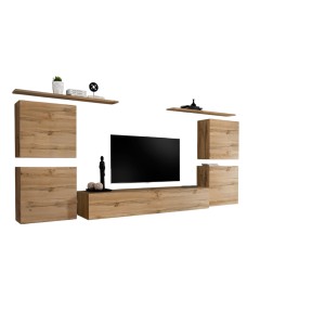 Ensemble meuble salon SWITCH IV design, coloris chêne Wotan.