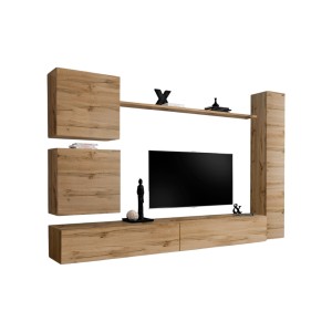Ensemble meuble salon mural SWITCH VIII design, coloris chêne Wotan.