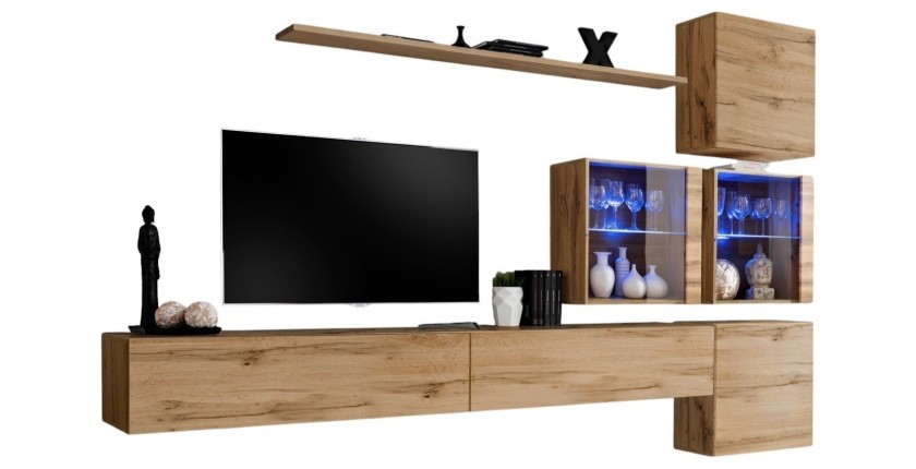 Ensemble meubles salon SWITCH XIX design, coloris chêne Wotan.