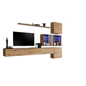 Ensemble meubles salon SWITCH XIX design, coloris chêne Wotan.