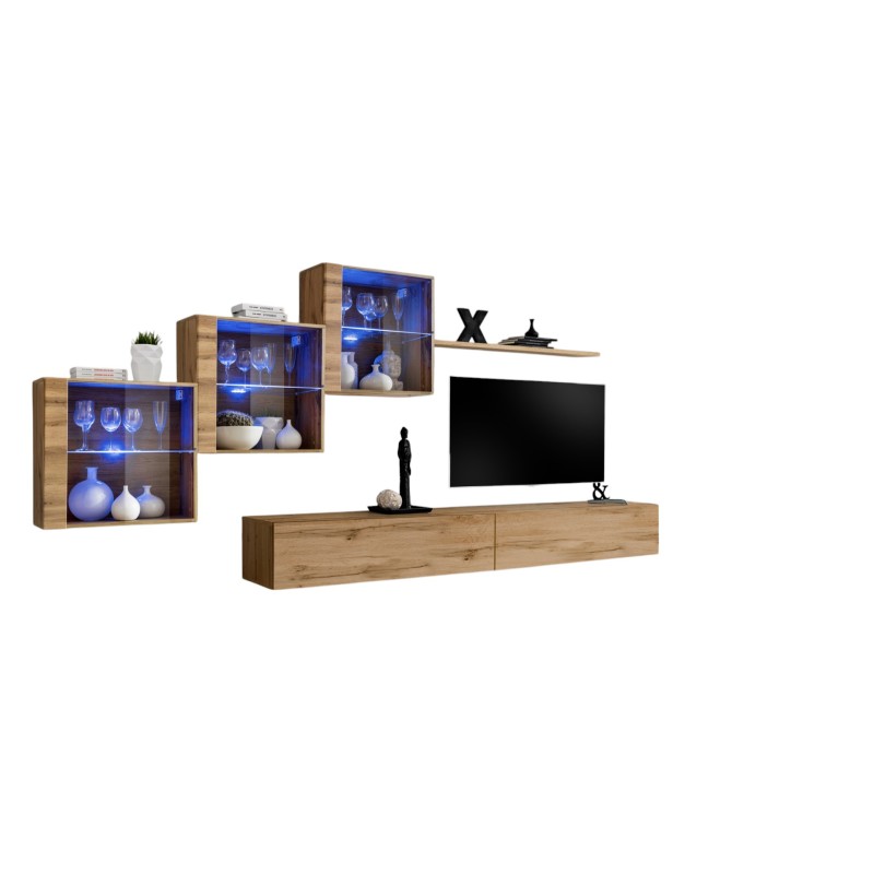 Ensemble meubles de salon SWITCH XX design, coloris chêne Wotan.