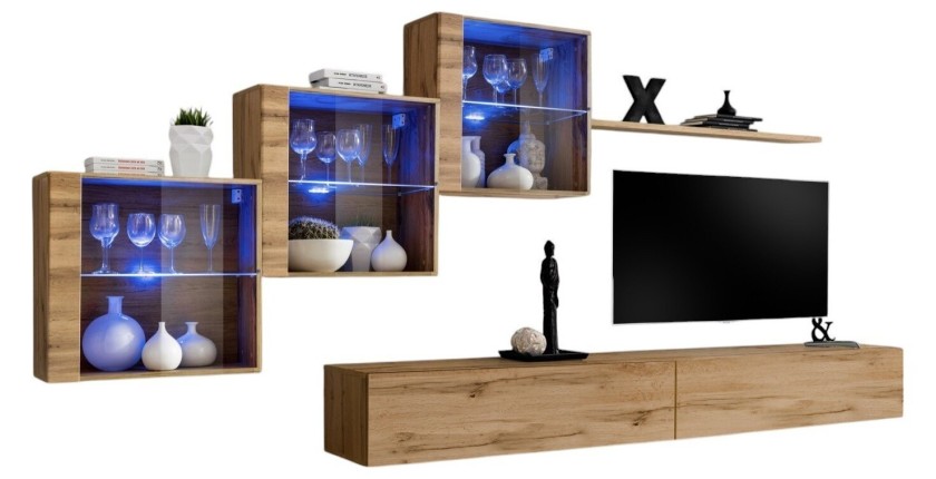 Ensemble meubles de salon SWITCH XX design, coloris chêne Wotan.