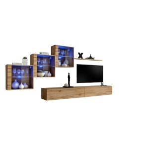 Ensemble meubles de salon SWITCH XX design, coloris chêne Wotan.