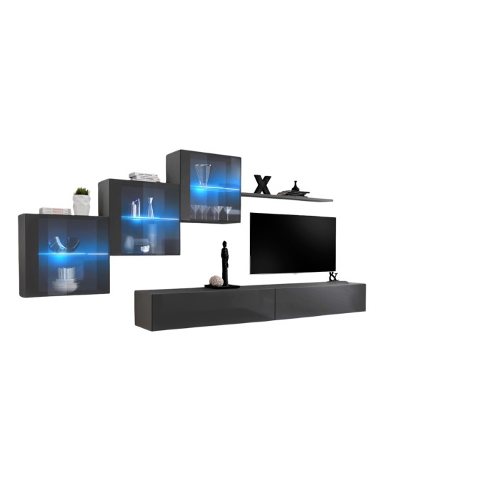 Ensemble meubles de salon SWITCH XX design, coloris gris brillant.
