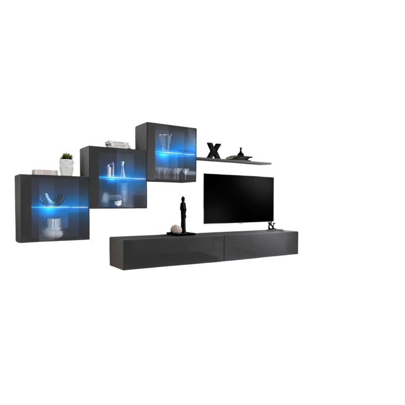 Ensemble meubles de salon SWITCH XX design, coloris gris brillant.
