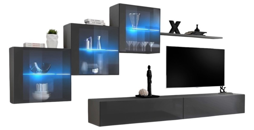 Ensemble meubles de salon SWITCH XX design, coloris gris brillant.