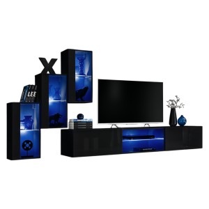Ensemble meubles de salon SWITCH XXII design, coloris noir brillant.