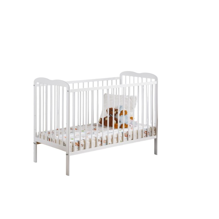 Lit et matelas bébé évolutif collection NOE réglable en hauteur. Coloris blanc mat.