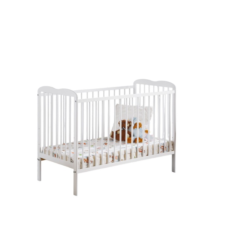 Lit et matelas bébé évolutif collection NOE réglable en hauteur. Coloris blanc mat.