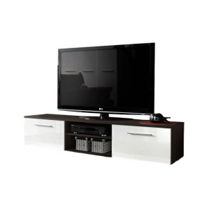 Meuble TV design collection BONOO 180 cm. Coloris wenge et blanc.