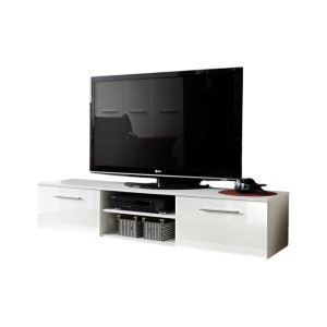 Meuble TV design collection BONOO 180 cm. Coloris blanc finition glossy