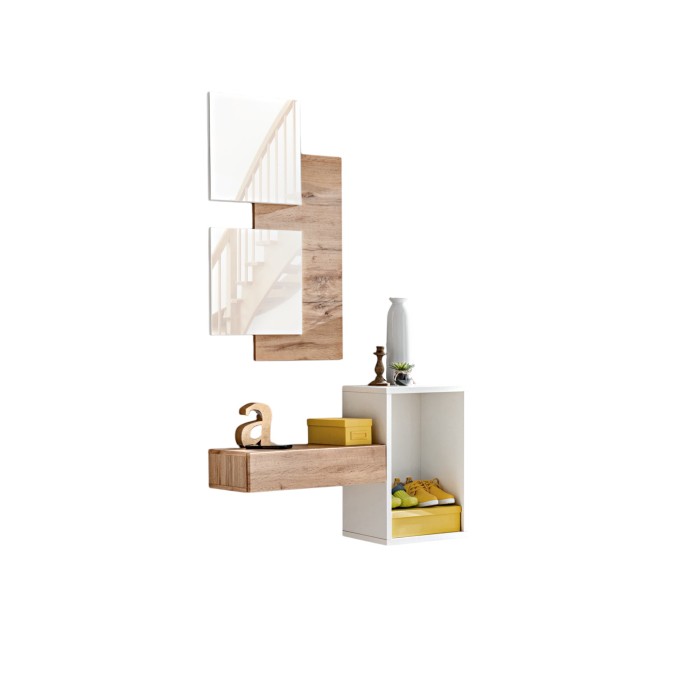 Meuble d'entrée - TORTH 1 - Coloris chêne et blanc