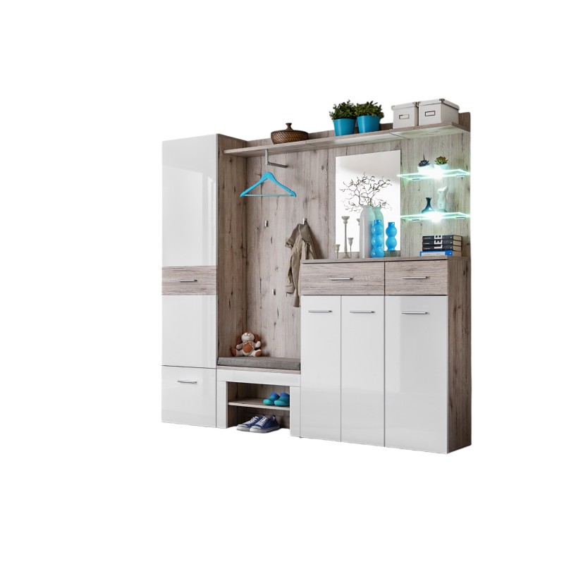 Meuble d'entrée - ONYX 4 - Coloris chêne et blanc