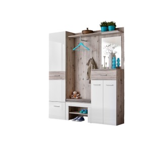 Meuble d'entrée - ONYX 3 - Coloris chêne et blanc