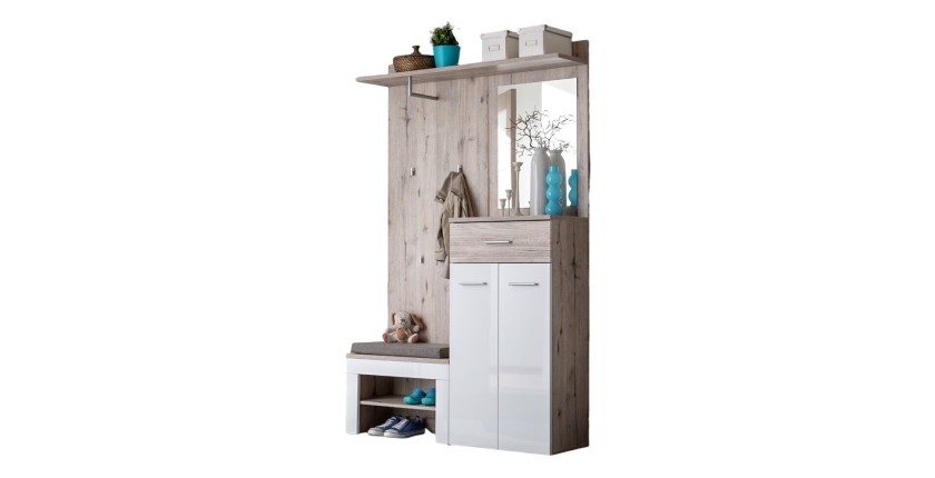 Meuble d'entrée - ONYX 2 - Coloris chêne et blanc