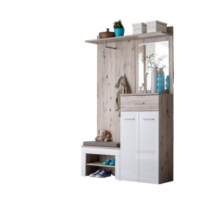 Meuble d'entrée - ONYX 2 - Coloris chêne et blanc
