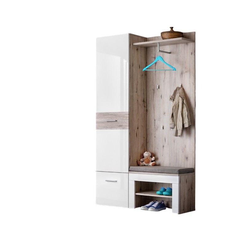 Meuble d'entrée design pour votre entrée collection ONYX 1coloris chêne et blanc