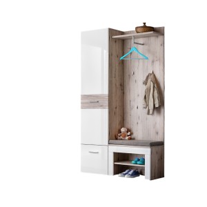 Meuble d'entrée design pour votre entrée collection ONYX 1coloris chêne et blanc