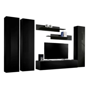 Meuble TV FLY design, coloris noir brillant. Meuble suspendu.
